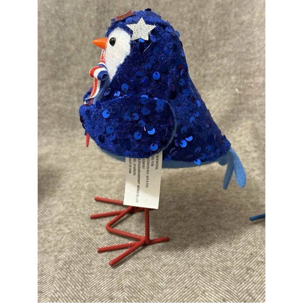 SmartLiving Patriotic Bird Decor Figurines Set of 3 Americana Stars Stripes